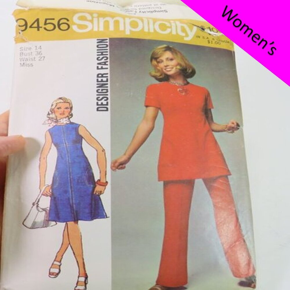 Simplicity 9456 Clothing Pattern Size 14 Dress, Pants straight leg